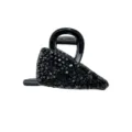 Detail view of a black crystal-encrusted hair claw clip for elegant styling - Black