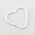 Durable white heart-shaped alloy spring clasp carabiner for DIY keychain and bag charm. - 10 Pieces/Pack (4cmx3.8cm) / White
