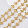 High quality gold-plated stainless steel bee-shaped link chain for DIY jewelry making - Bee / 11x11.5mm (1 Meter/Pack) / Gold