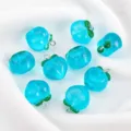 Blue transparent 3D resin peach charms for DIY jewelry making and craft pendants - 10 Pieces/Pack / Blue