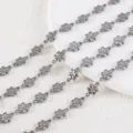 Detailed view of silver stainless steel flower windmill chain for DIY jewelry making - Little Windmill / 1 Meter/Pack (7x11mm) / Steel