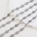 Elegant silver stainless steel flower chain links for DIY jewelry making accessories - Six-Petal Flower / 1 Meter/Pack (6x11mm) / Steel