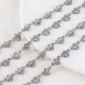 Silver stainless steel floral chain link for DIY necklaces and bracelets - Five-Petal Flower / 1 Meter/Pack (7x10mm) / Steel