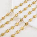 Elegant gold flower pattern stainless steel DIY loose chain for jewelry making crafts - Little Windmill / 1 Meter/Pack (7x11mm) / Gold