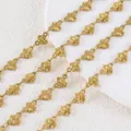 Golden stainless steel floral chain links for DIY necklace and bracelet jewelry making - Five-Petal Flower / 1 Meter/Pack (7x10mm) / Gold