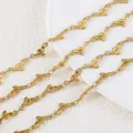 Gold stainless steel leaf wheat chain links for DIY jewelry making necklaces - Wheat Ear / 1 Meter/Pack (6x14mm) / Gold