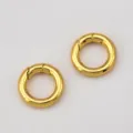 Par de anillos de resorte redondos bañados en oro de 18K para joyería DIY y llaveros - Círculo pequeño / 14,3mm / Dorado
