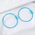Sky blue candy-colored paint coated steel wire keychain ring with screw connector - 15cm (10 Pieces/Pack) / Blue
