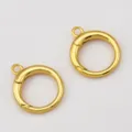 Cierres redondos de resorte de cobre chapado en oro de 18K para joyería DIY - Anillo Colgante Redondo / 18x22mm / Dorado