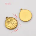 18K gold plated stainless steel sun moon star round pendant charm for DIY jewelry making - 18.8X15.8mm / 5 Pieces/Pack / Gold