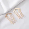 Zwei goldene gewellte U-förmige Haarkämme aus Legierung für DIY Hanfu-Frisuren - 46x26mm (5 Stück/Packung) / KC Gold