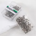 Professional stainless steel round head pearl sewing pins in clear plastic storage boxes - 100 Pcs/Pack / Silver