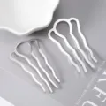 Eleganter Vintage-Haarnadel aus Silberlegierung, gewellte U-Form für DIY-Haarstyling - 65x35mm (5 Stück/Packung) / Silber