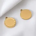 18K goudvergulde roestvrijstalen ronde bedels voor DIY kettingen en sieraden - Gekartelde Ronde Stijl / 5 Stuks/Verpakking (15.4x17.7mm) / Goud