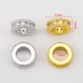 Cuentas espaciadoras de circonita en oro y plata con agujero grande para joyería - 2 Piezas / Dorado