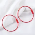 Two durable red paint coated wire keychains with screw lock connectors on white fabric - 15cm (10 Pieces/Pack) / Red