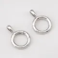 Chiusura a molla circolare color argento di alta qualità con asola per gioielli DIY - Anello Pendente a Goccia d'Acqua / 14.7x22mm / Argento