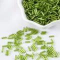 Green silver-lined glass bugle beads for handmade DIY jewelry making - 10g Pack / Green