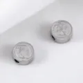 Vintage stainless steel Saint Benedict religious medal spacer bead for DIY jewelry making - 8mm (Pack of 5) / Steel