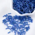 Shiny royal blue silver-lined glass bugle beads tube accessories for DIY jewelry making - 10g Pack / Sapphire Blue