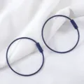 Durable blue coated steel wire keychain rings with secure screw lock closure mechanism - 15cm (10 Pieces/Pack) / Navy Blue