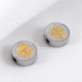 Perla vintage San Benedetto in acciaio inox 304 placcato oro 18K per gioielli fai da te - 10mm (5 Pezzi/Confezione) / Colore di intervallo