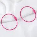 Hot pink candy colored painted steel wire keychain ring with secure screw connector - 15cm (10 Pieces/Pack) / Raspberry Pink