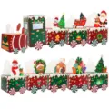 Ensemble de boîtes cadeau train calendrier de l'Avent de Noël avec motifs Père Noël - Lot de 24