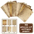 Juego de 48 hojas de papel antiguo A4 vintage con seis texturas envejecidas únicas - Estilo B (S968) / 48 Piezas/Paquete