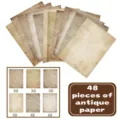 Juego de 48 hojas de papel A4 vintage para scrapbooking DIY, diario y manualidades. - Estilo G (S968) / 48 Piezas/Paquete