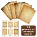 Set de 48 papeles decorativos vintage antiguos A4 para scrapbooking y manualidades DIY - Estilo I (S968) / 48 Piezas/Paquete