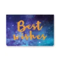Biglietto d'auguri galassia cielo stellato con testo Best Wishes dorato per feste. - Stile Best wishes (S389)