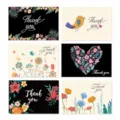 Set of 6 colorful Thank You greeting cards with various floral and bird designs - Floral Illustration Series / Set of 6 Cards
