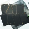 Vintage A5 black stationery paper set with elegant gold foil floral patterns, 8 sheets - 8 Sheets Set / Black