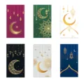 Juego de 6 elegantes sobres Ramadan Eid Mubarak con patrones dorados de luna y estrellas - Estilo de Diseño de Castillo de Luna (S1020) / Juego de 6