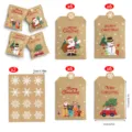 Lot de 24 sacs cadeaux en papier kraft de Noël avec autocollants et dimensions. - Style S716 / Ensemble de 24 Pièces Avec Autocollants