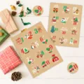 Set de pegatinas para calendario de adviento con números 1 a 24 y dibujos navideños - Pegatinas de Cuenta Regresiva 1-24/2 Hojas (T7724)