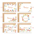 Bohemian wildflower thank you greeting card set with brown kraft envelopes for weddings - Bohemian Wildflower Series (S897) / 12 Sheets