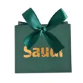 Caja de regalo para dulces Saudi palmera verde oscuro con lazo elegante - Caja Verde / Cinta Verde