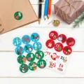 Pegatinas calendario adviento navidad 1-24 con bonitos dibujos para regalos - Pegatinas de Cuenta Regresiva 1-24/2 Hojas (T7719)