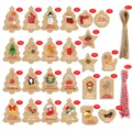 Set of 48 kraft paper Christmas gift tags with various festive patterns and string - S870 Style / 100 Tags + 100 Ropes