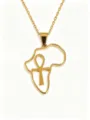 Primo piano dei dettagli del ciondolo collana con mappa dell'Africa e Ankh in acciaio. - Croce Ankh con mappa dell'Africa