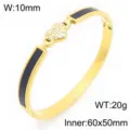 Elegante gouden roestvrijstalen strass hart bangle armband met zwarte emaille details - Zwart Emaille Hart Strass