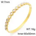 Bracelet jonc en acier titane doré avec pierres oxyde de zirconium en forme de cœur pour femme - Zircone blanc en forme de coeur