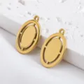Premium 18K goud vergulde roestvrijstalen ovale draaiende hanger basis voor DIY ketting sieraden - Ovale Stijl / 5 Stuks/Verpakking (15.4x23.6mm) / Goud