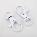 White painted alloy swivel lobster snap hooks for DIY jewelry and bag charm accessories - 10 Pieces Pack / 13x35mm / White