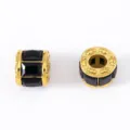 Vintage gold-plated stainless steel barrel bead with faceted black glass for jewelry DIY - 13x11.6mm (1 Piece/Pack) / Black