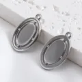 Duurzame 304 roestvrijstalen ovale hangerbasis voor DIY ketting sieraden maken, zilver - Ovale Stijl / 5 Stuks/Verpakking (15.4x23.6mm) / Staalkleur