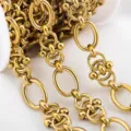 Gold 304 stainless steel chunky chain with beads for DIY bags and jewelry accessories. - 1 Piece/Pack / Steel