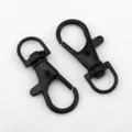 Matte black alloy swivel lobster claw clasp with lacquer finish for DIY jewelry crafts. - 10 Pieces Pack / 13x35mm / Black